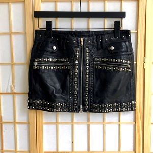 Diesel Black Gold embellished leather mini skirt